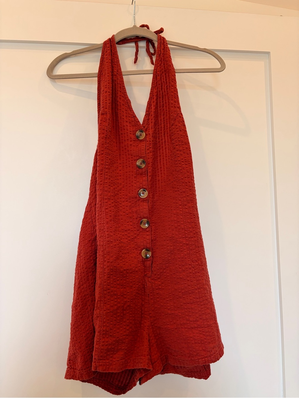ASOS Rust Halter Bodysuit with Button Front